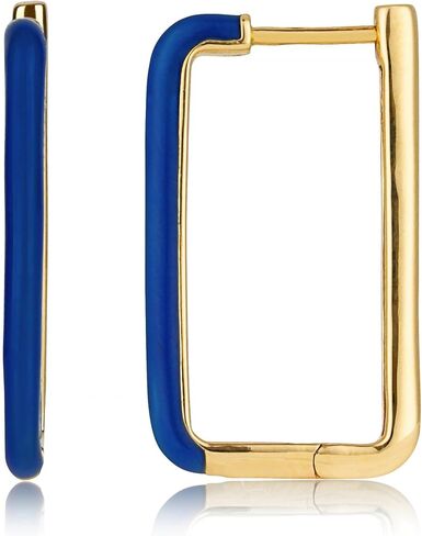 14KT Gold Earring | Enamel Jewelry for Women | Gold Rectangle Earrings | Rectangle Earrings for Women | Enamel Hoops | Color Hoop Earrings | Enamel Earrings for Women by MAX + STONE in Saudi Arabia