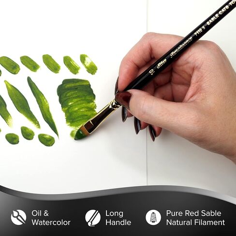 Silver Brush Limited 7110-2 Renaissance Cats Tongue Paintbrush for Oil, Watercolor, Gouache, Inks, Dyes, Fluid, & Flow Acrylic, Size 2, Long Handle in Saudi Arabia