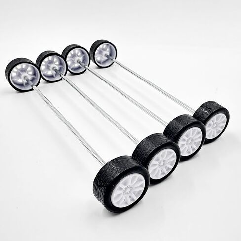 20PCS Small Toy Car Wheel 16mm Model Car Mini Rubber Tire Wheels with 10PCS Shaft Round Rod Axles for DIY Model Toy RC Car Truck Robot Building Accessories (White 2x16mm) in Saudi Arabia