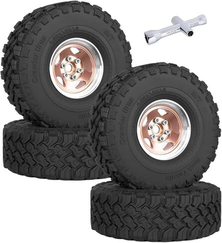 RC 1.9in إطارات العجلات لـ 1/10 SCX10 SCX10 II 90046 SCX10 III AXI03007 SCX10 PRO TRX6 GEN7/8 D90 VS4-10 MST CFX RC CRAWLER CAR ، Silver in Kuwait