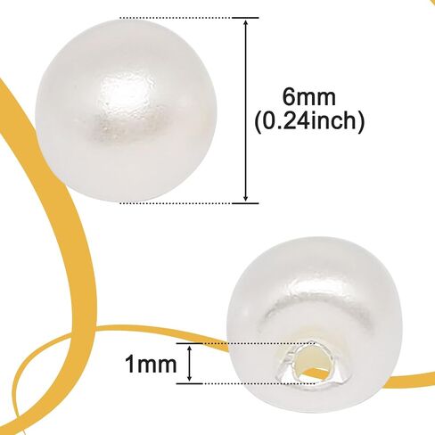 Beige Round Plastic Pearl Buttons with Hole,100pcs 8mm Faux Pearl with Holes Round Loose Imitated Beads for for Jewelry Making DIY Handmade Crafts in Saudi Arabia