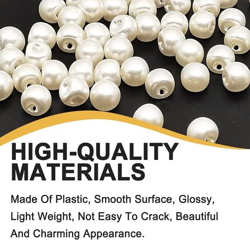 Beige Round Plastic Pearl Buttons with Hole,100pcs 8mm Faux Pearl with Holes Round Loose Imitated Beads for for Jewelry Making DIY Handmade Crafts in Saudi Arabia