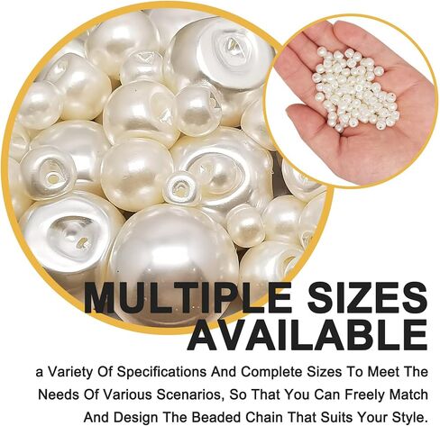Beige Round Plastic Pearl Buttons with Hole,100pcs 8mm Faux Pearl with Holes Round Loose Imitated Beads for for Jewelry Making DIY Handmade Crafts in Saudi Arabia