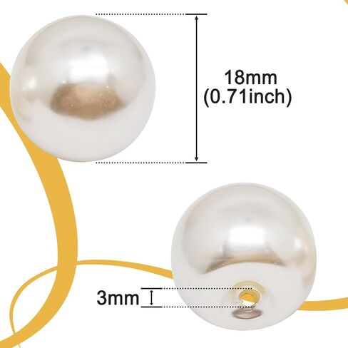 Beige Round Plastic Pearl Buttons with Hole,100pcs 8mm Faux Pearl with Holes Round Loose Imitated Beads for for Jewelry Making DIY Handmade Crafts in Saudi Arabia