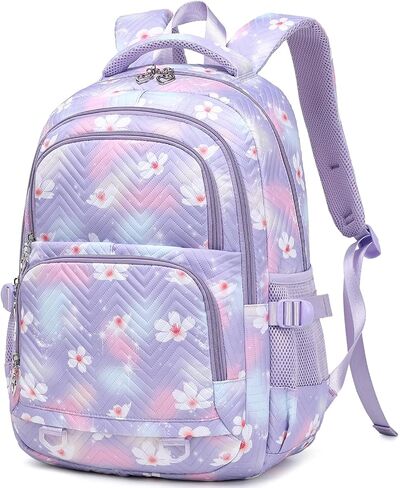 Leaper Stylish Floral Travel Backpack for Women Laptop Backpack Water-Resistant Bookbags College Bags Fits 15.6 Inch Laptop Purple in Kuwait