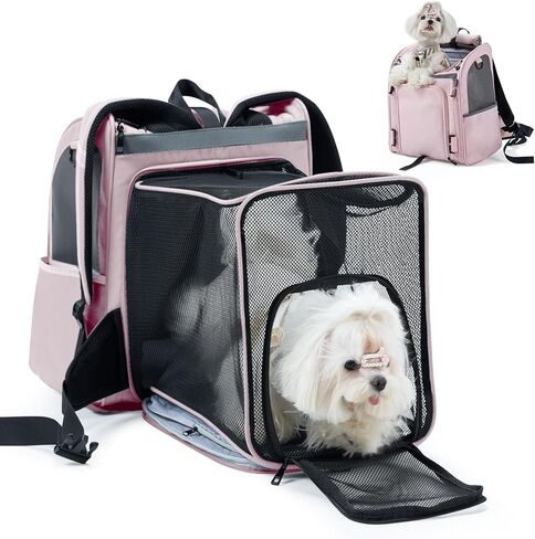 Expandable Pet Carrier, Airline-Approved Foldable and Detachable Backpack, Fits 13lbs Cat&11lbs Small Puppy Dog, for Car Travel,Camping and Emergency Transportation and Shelter (Grey) in Saudi Arabia