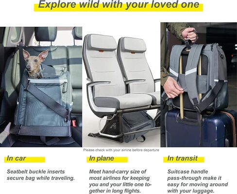 Expandable Pet Carrier, Airline-Approved Foldable and Detachable Backpack, Fits 13lbs Cat&11lbs Small Puppy Dog, for Car Travel,Camping and Emergency Transportation and Shelter (Grey) in Saudi Arabia