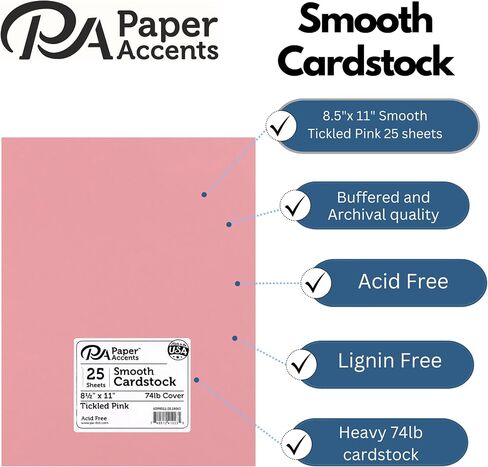 Accent Design Paper Accents Smooth Cardstock 8.5" x 11" Red Devil, 65lb Colored cardstock Paper for Card Making, Scrapbooking, Printing, Quilling and Crafts, 25 Piece Pack in Saudi Arabia