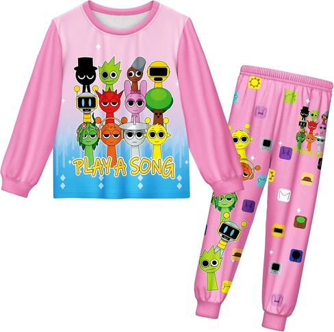 Boys Girls Sprunki Tshirts and Pants 2Pcs Sets Kids Music Game Tee Pants Sets for 5-12Y Adventure Casual Child Clothes in Saudi Arabia