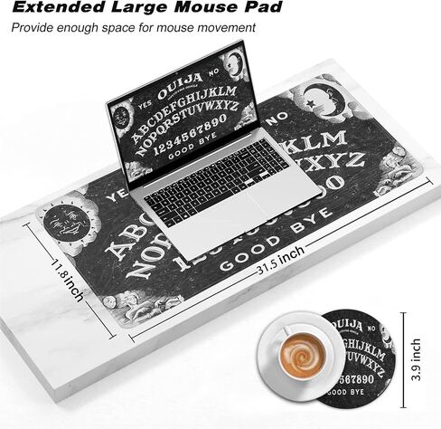 Large Gaming Mouse Pad, Long Extended XL Ergonomic Mousepad Desk Pad, Large Rubber Mice Pads Stitched Edges, 31.5'' X 11.8'+ Cup Coaster, Ouija Board Witch in Kuwait