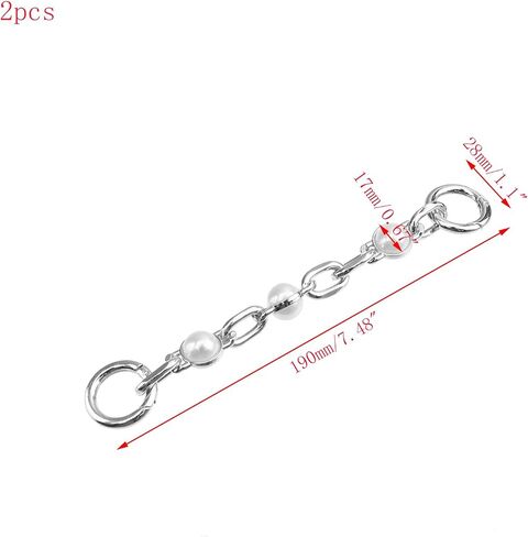 2pcs 7.5 "محفظة النساء مع اللؤلؤ سلاسل موسعة أكياس الفضة سحر حزام يدوية الاستبدال سحر كيس الخرز البيضاء لحقيبة كتف كيس كروس (فضية + أبيض) in Kuwait