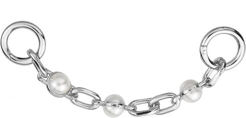 2pcs 7.5 "محفظة النساء مع اللؤلؤ سلاسل موسعة أكياس الفضة سحر حزام يدوية الاستبدال سحر كيس الخرز البيضاء لحقيبة كتف كيس كروس (فضية + أبيض) in Kuwait