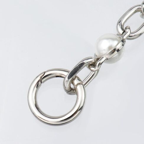 2pcs 7.5 "محفظة النساء مع اللؤلؤ سلاسل موسعة أكياس الفضة سحر حزام يدوية الاستبدال سحر كيس الخرز البيضاء لحقيبة كتف كيس كروس (فضية + أبيض) in Kuwait