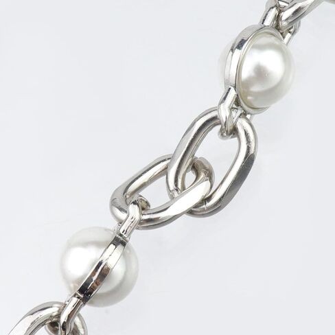 2pcs 7.5 "محفظة النساء مع اللؤلؤ سلاسل موسعة أكياس الفضة سحر حزام يدوية الاستبدال سحر كيس الخرز البيضاء لحقيبة كتف كيس كروس (فضية + أبيض) in Kuwait
