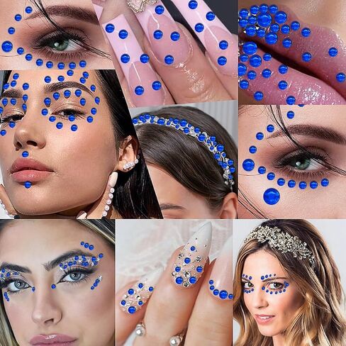 3090 PCS Face Pearls ملصقات أبيض ملصقات الوجه ذاتي الالتصاق على ملحقات الشعر اللؤلؤ بريق بلينغ المجوهر in Kuwait