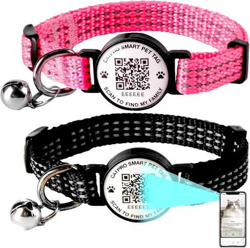 ذكية رمز QR PET ID طوق CAT TAG ، نايلون عاكس مع جرس ، انفصال آمن ، مريح ، متين-مناسب للقطط السماوية-S in Saudi Arabia