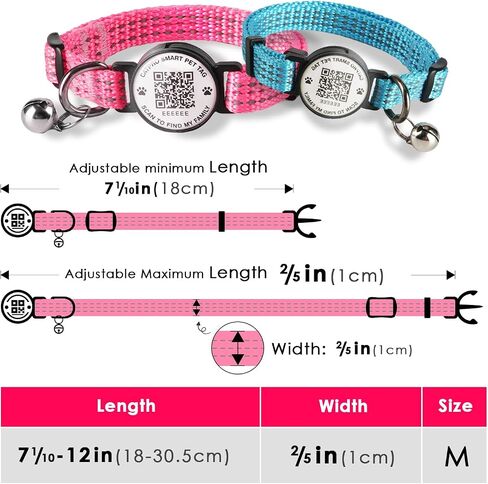 ذكية رمز QR PET ID طوق CAT TAG ، نايلون عاكس مع جرس ، انفصال آمن ، مريح ، متين-مناسب للقطط السماوية-S in Saudi Arabia