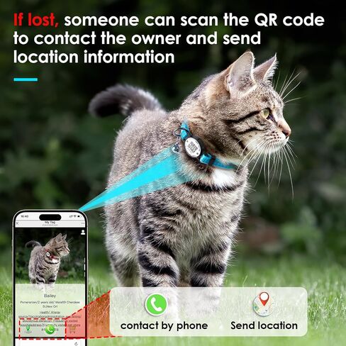 ذكية رمز QR PET ID طوق CAT TAG ، نايلون عاكس مع جرس ، انفصال آمن ، مريح ، متين-مناسب للقطط السماوية-S in Saudi Arabia