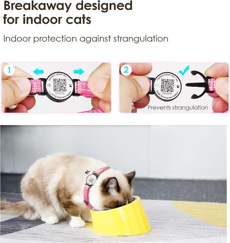ذكية رمز QR PET ID طوق CAT TAG ، نايلون عاكس مع جرس ، انفصال آمن ، مريح ، متين-مناسب للقطط السماوية-S in Saudi Arabia