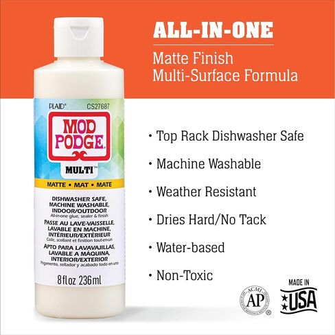 Mod Podge Matte Multi-Surface All-in-One Glue ، Sealer ، and Finish ، مثالي لمشاريع الفنون والحرف الداخلية والخارجية ، CS27687 in Kuwait