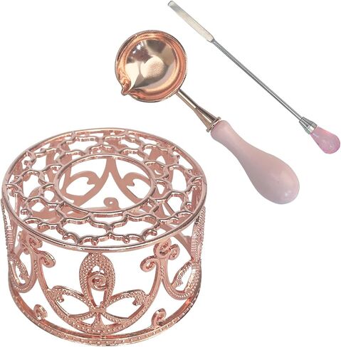 Metal Wax Seal Warmer Kit with Spoon and Stirring Stick, for Wedding Wax Envelope Seal Stamp (Rose Gold Bird's Nest Stove) in Kuwait