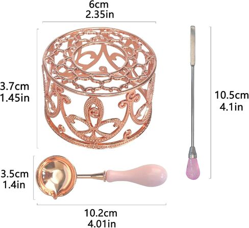 Metal Wax Seal Warmer Kit with Spoon and Stirring Stick, for Wedding Wax Envelope Seal Stamp (Rose Gold Bird's Nest Stove) in Kuwait
