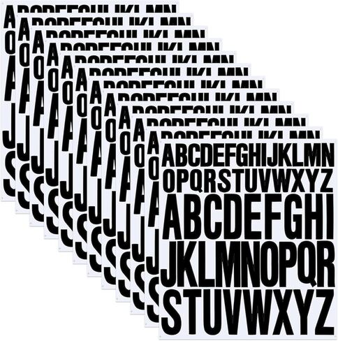 12 Sheets Alphabet Stickers, Black Self Adhesive Vinyl Letter Stickers Aesthetic, Waterproof Letter Sticker for Water Bottles, Door, Car, Scrapbooking, Poster, Cup in Kuwait