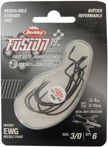 Berkley FUSION19 Treble 1X Hooks, Size 1 Hook, Black Nickel,Per 6 in Saudi Arabia