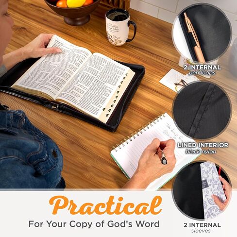 Christian Art Gifts Fashion Vegan Leather Bible Cover for Women: Hope and a Future Inspirational Bible Verse, Black Floral, Large in Kuwait