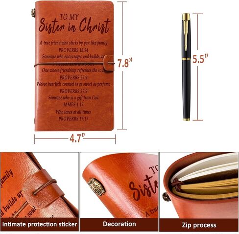 Christian Sister Gift, Sister in Christ Gifts for Women Leather Journal Notebook Sisters Gifts from Sister Christian Gifts for Women Religious Gifts for Women Sister Best Friends Friendship Faith Gifts, Sister in Chirst in Kuwait