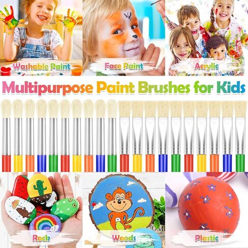 Paint Brushes, Anezus 50 Pcs Kids Paint Brushes Bulk Toddler Paint Brushes Set with Big Round Paint Brush and Large Flat Paint Brushes for Preschool Children Painting Party Supplies in Kuwait