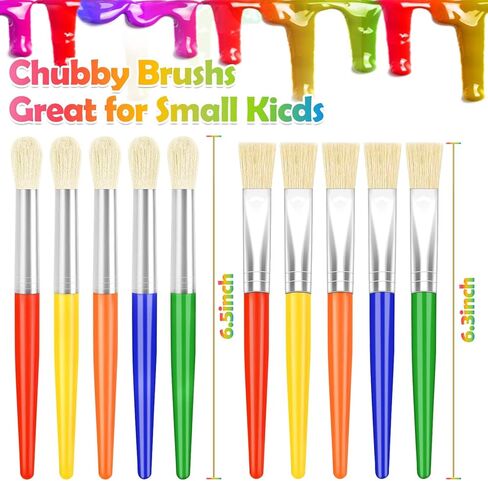 Paint Brushes, Anezus 50 Pcs Kids Paint Brushes Bulk Toddler Paint Brushes Set with Big Round Paint Brush and Large Flat Paint Brushes for Preschool Children Painting Party Supplies in Kuwait