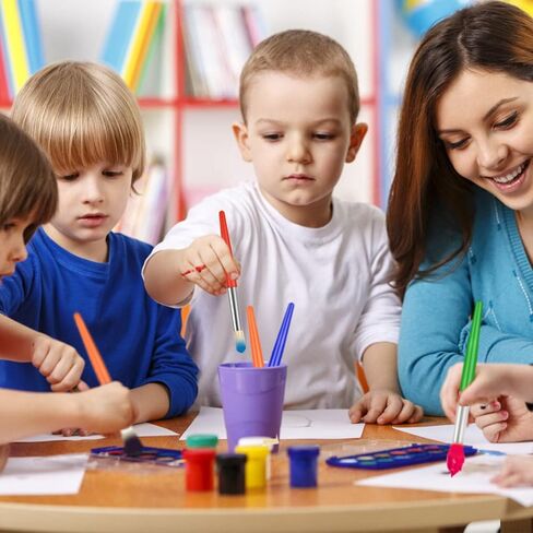 Paint Brushes, Anezus 50 Pcs Kids Paint Brushes Bulk Toddler Paint Brushes Set with Big Round Paint Brush and Large Flat Paint Brushes for Preschool Children Painting Party Supplies in Kuwait