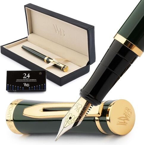 مجموعة من Wordsworth & Black Fountain Pen ، NIB المتوسطة ، تشمل 24 خراطيش حبر ومحول إعادة ملء الحبر ، قضية الهدايا ، اليومية ، الخط ، أقلام الكتابة السلس [الساخنة الوردي] ، مثالية للرجال والنساء in Kuwait