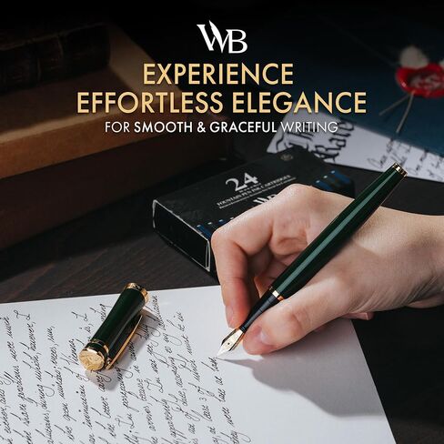 مجموعة من Wordsworth & Black Fountain Pen ، NIB المتوسطة ، تشمل 24 خراطيش حبر ومحول إعادة ملء الحبر ، قضية الهدايا ، اليومية ، الخط ، أقلام الكتابة السلس [الساخنة الوردي] ، مثالية للرجال والنساء in Kuwait