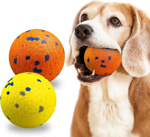 2 Pack Dog Balls Indestructible Tennis Balls for Dogs Durable Bouncy Dog Toy Balls for Aggressive Chewers Interactive Dog Toys for Water Toy Fetch Balls (Yellow,Blue) in Saudi Arabia