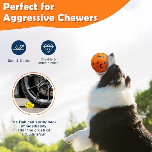 2 Pack Dog Balls Indestructible Tennis Balls for Dogs Durable Bouncy Dog Toy Balls for Aggressive Chewers Interactive Dog Toys for Water Toy Fetch Balls (Yellow,Blue) in Saudi Arabia