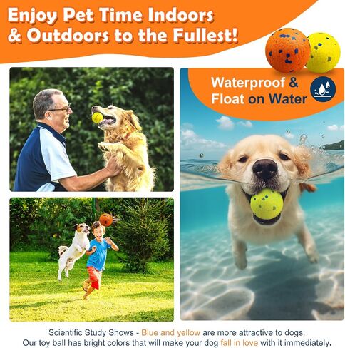 2 Pack Dog Balls Indestructible Tennis Balls for Dogs Durable Bouncy Dog Toy Balls for Aggressive Chewers Interactive Dog Toys for Water Toy Fetch Balls (Yellow,Blue) in Saudi Arabia