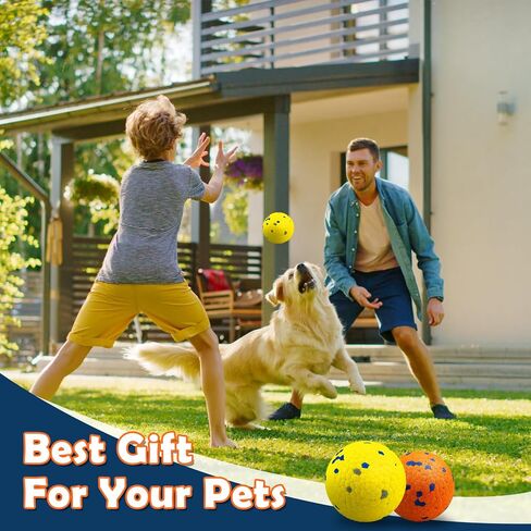 2 Pack Dog Balls Indestructible Tennis Balls for Dogs Durable Bouncy Dog Toy Balls for Aggressive Chewers Interactive Dog Toys for Water Toy Fetch Balls (Yellow,Blue) in Saudi Arabia