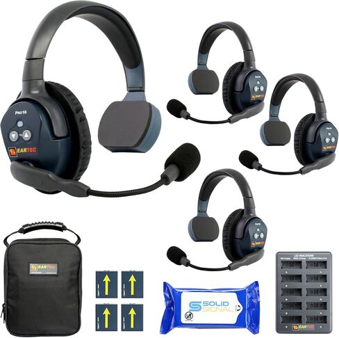 EARTEC ETP2S ULTRALITE PRO16 FREE FREE DUPLESS Wireless Headset Communication for 2 sterves - اثنين من سماعات الأذن المفردة ، تصل إلى ميل واحد ، مع مناديل التنظيف الصلبة. in Kuwait