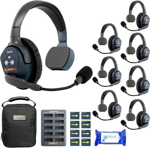 EARTEC ETP2S ULTRALITE PRO16 FREE FREE DUPLESS Wireless Headset Communication for 2 sterves - اثنين من سماعات الأذن المفردة ، تصل إلى ميل واحد ، مع مناديل التنظيف الصلبة. in Kuwait