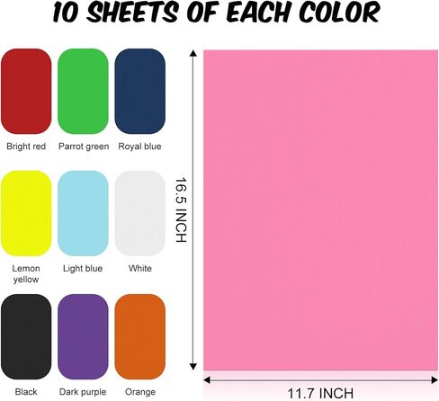 50pcs ملصق الملصق الملون 11x17 ، 10 ألوان متنوعة 230 جرام ملصق السُمك ، الورق المنجم ， للفنون المدرسية والحرف اليدوية ، والعلامات ، والملصقات الصغيرة ، والإعلانات ، وفن DIY ، والمعارض ، والمزيد in Kuwait