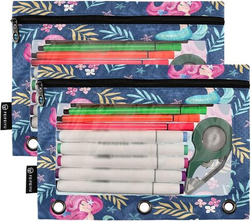 Green Black Camo Pencil Pouch Fits Standard 3-Ring Binders, Zipper Binder Pencil Bag with Clear Window for Class Office 2 Pack in Kuwait