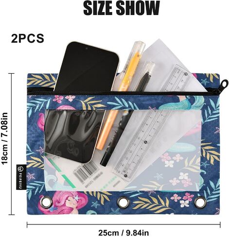 Green Black Camo Pencil Pouch Fits Standard 3-Ring Binders, Zipper Binder Pencil Bag with Clear Window for Class Office 2 Pack in Kuwait