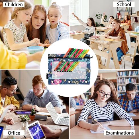 Green Black Camo Pencil Pouch Fits Standard 3-Ring Binders, Zipper Binder Pencil Bag with Clear Window for Class Office 2 Pack in Kuwait