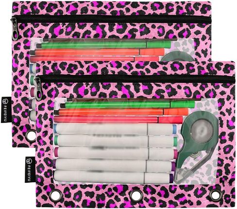 Green Black Camo Pencil Pouch Fits Standard 3-Ring Binders, Zipper Binder Pencil Bag with Clear Window for Class Office 2 Pack in Kuwait