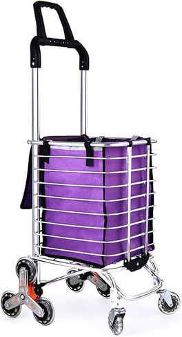 Portable Stair Climbing Shopping Cart for Groceries & Hand cart 2-in-1, Lightweight Small Utility Cart with Waterproof Liner, Elastic Cord for Luggage,Laundry,Camping,Transport,Silver,35L in Kuwait
