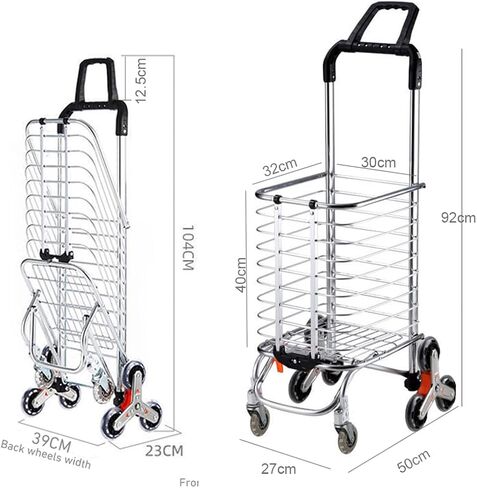 Portable Stair Climbing Shopping Cart for Groceries & Hand cart 2-in-1, Lightweight Small Utility Cart with Waterproof Liner, Elastic Cord for Luggage,Laundry,Camping,Transport,Silver,35L in Kuwait