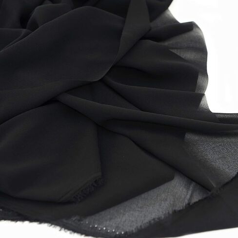Chiffon Fabric Polyestser Sheer for Bridal Decoration 59“(1 Yard,Black) in Kuwait