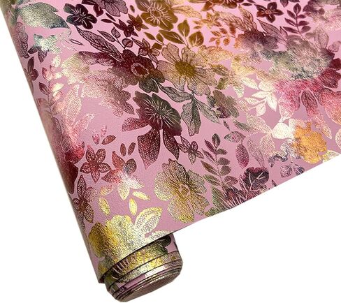 16" x 54" Colorful Floral Faux Leather Fabric for DIY Crafts, Patterned Leatherette PU Fabric for Makeup Case Handbags Purse DIY Repair Projects-Violet in Saudi Arabia